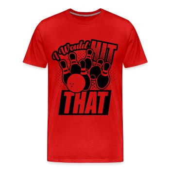 Je frapperais ce drôle de bowling retro bowler - T-shirt bio Premium Homme - rouge - Devant - Damien (186cm)