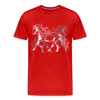 Heavenly Wild Horses Étalon Cavalier Passionné de chevaux - T-shirt bio Premium Homme - rouge - Devant - Damien (186cm)