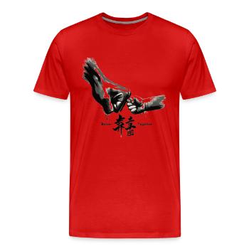Zusammen Unschlagbar: Generationen-Faustbump - Männer Premium Bio T-Shirt - Rot - Vorne - Damien (186cm)