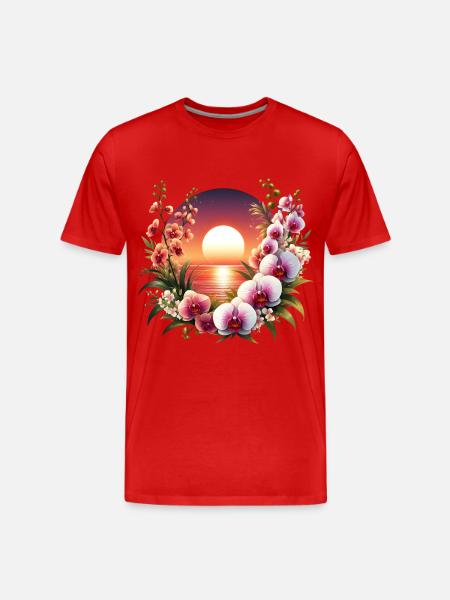 Orchid Sunset - Men's Premium Organic T-Shirt - red