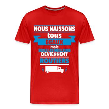 les meilleurs routiers - T-shirt bio Premium Homme - rouge - Devant - Damien (186cm)