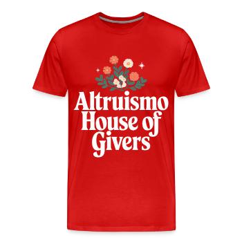 Altruisme Don désintéressé Donner d’école - T-shirt bio Premium Homme - rouge - Devant - Damien (186cm)