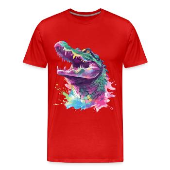 Alligator crocodile caïman reptile prédateur animal - T-shirt bio Premium Homme - rouge - Devant - Damien (186cm)