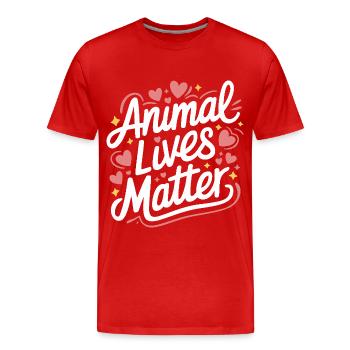 Végétarien Végétalien Végétarien Végétarien - T-shirt bio Premium Homme - rouge - Devant - Damien (186cm)