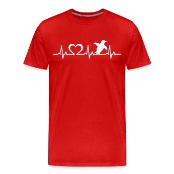 Battement de cœur du Pingouin - T-shirt bio Premium Homme - rouge - Devant - Damien (186cm)