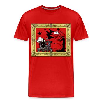 Horreur Moyen Âge Château Forteresse Faucheuse Mort - T-shirt bio Premium Homme - rouge - Devant - Damien (186cm)