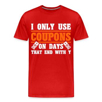 Coupon Shopper Discount Couponer Vente à prix réduit - T-shirt bio Premium Homme - rouge - Devant - Damien (186cm)