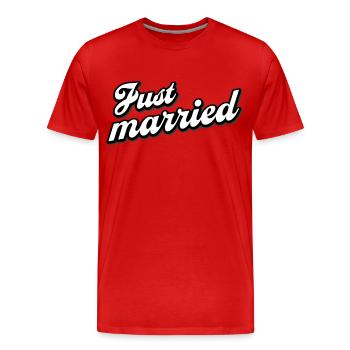 Just married married couple - Men's Premium Organic T-Shirt - red - Front - Damien (186cm)