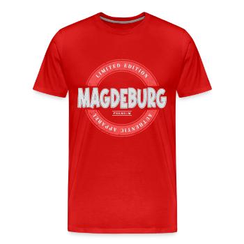 Magdebourg Allemagne Ville Skyline Home Love - T-shirt bio Premium Homme - rouge - Devant - Damien (186cm)
