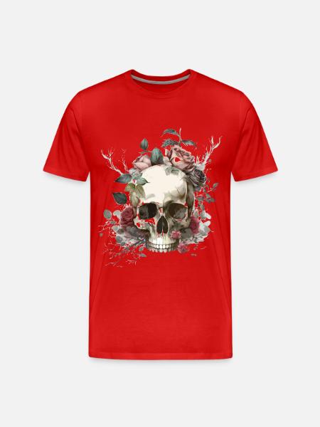 Skull with roses - Men's Premium Organic T-Shirt - red