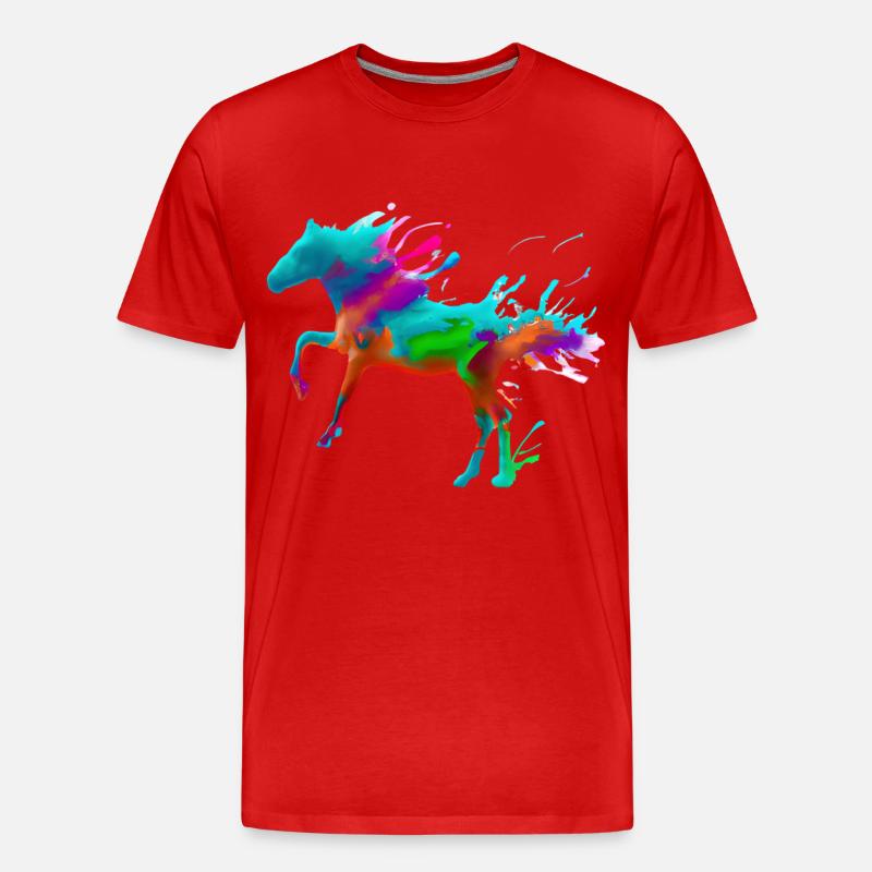 Farbenfrohes Pferd - Männer Premium Bio T-Shirt - Rot