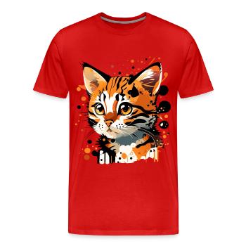 getigertes Kätzchen - Männer Premium Bio T-Shirt - Rot - Vorne - Damien (186cm)