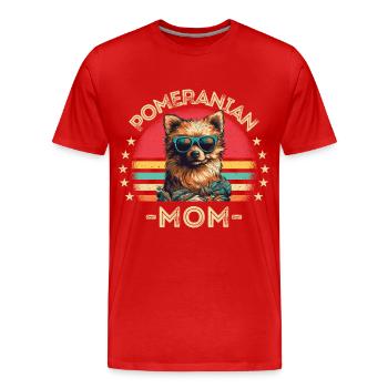 Zwergspitz mit Sonnenbrille Mama retro - Männer Premium Bio T-Shirt - Rot - Vorne - Damien (186cm)