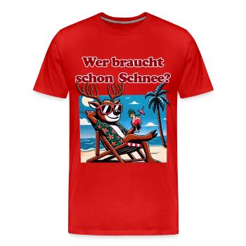 lustiges Anti Weihnachten Rentier im Urlaub - Männer Premium Bio T-Shirt - Rot - Vorne - Damien (186cm)