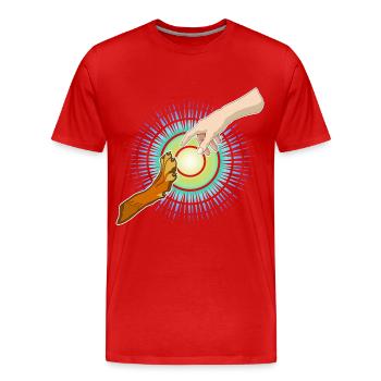 Hundepfote Menschenhand - Männer Premium Bio T-Shirt - Rot - Vorne - Damien (186cm)