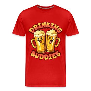Copains buveurs de bière Partnerlook Chopes à bière drôles - T-shirt bio Premium Homme - rouge - Devant - Damien (186cm)