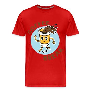 coffee break - T-shirt bio Premium Homme - rouge - Devant - Damien (186cm)