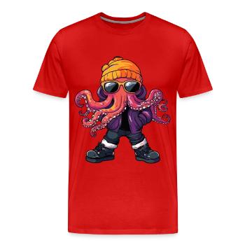 Octopus Cool BD - T-shirt bio Premium Homme - rouge - Devant - Damien (186cm)
