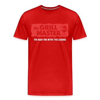 The Grillmaster BBQ Grilling Cult Saying - Men's Premium Organic T-Shirt - red - Front - Damien (186cm)