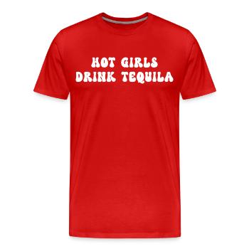 Humorous Aperitif Girls Drink Tequila - Men's Premium Organic T-Shirt - red - Front - Damien (186cm)