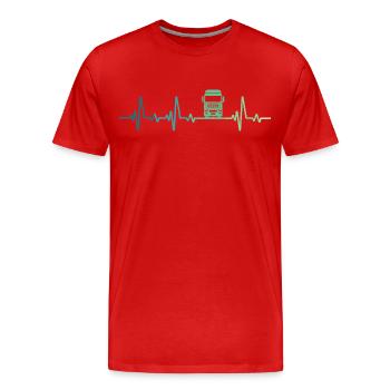 chauffeur routier battement de coeur camion  - T-shirt bio Premium Homme - rouge - Devant - Damien (186cm)