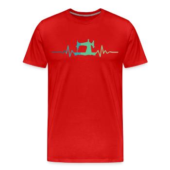 Machines à coudre battement de coeur coudre  - T-shirt bio Premium Homme - rouge - Devant - Damien (186cm)