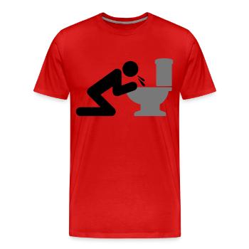 Man puking in the toilet - Men's Premium Organic T-Shirt - red - Front - Damien (186cm)