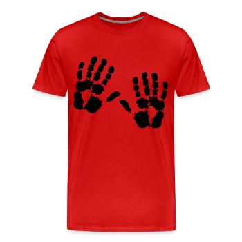 Handabdruck Hand - Männer Premium Bio T-Shirt - Rot - Vorne - Damien (186cm)