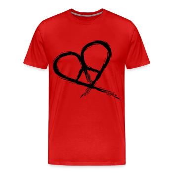 Peace Symbol Hippie Heart Peace Freedom Love - Men's Premium Organic T-Shirt - red - Front - Damien (186cm)