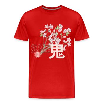 Fleur de cerisier japon - T-shirt bio Premium Homme - rouge - Devant - Damien (186cm)