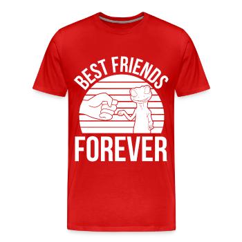 Gecko Geckos Animaux de compagnie Reptiles Reptile Reptile - T-shirt bio Premium Homme - rouge - Devant - Damien (186cm)