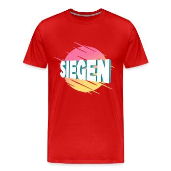 Siegen Deutschland Stadt Schrift Vintage Retro - Männer Premium Bio T-Shirt - Rot - Vorne - Damien (186cm)