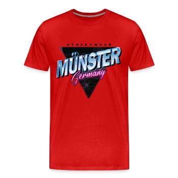 Münster Germany City Skyline Vintage Retro - Men's Premium Organic T-Shirt - red - Front - Damien (186cm)