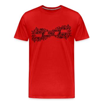1982 Cadeau d’anniversaire de naissance - T-shirt bio Premium Homme - rouge - Devant - Damien (186cm)