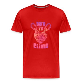 Mousqueton et corde forme de coeur BORN TO CLIMB - T-shirt bio Premium Homme - rouge - Devant - Damien (186cm)