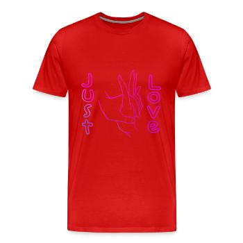 Just Love - main dans la main lineart - T-shirt bio Premium Homme - rouge - Devant - Damien (186cm)
