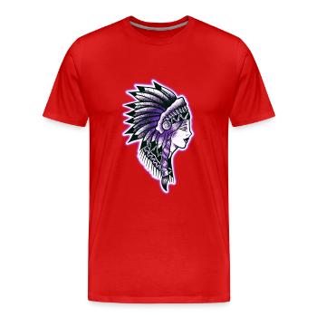 Gesicht altmodisches indisches Profil - Männer Premium Bio T-Shirt - Rot - Vorne - Damien (186cm)