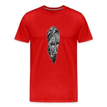 Raven art black and gray - Men's Premium Organic T-Shirt - red - Front - Damien (186cm)