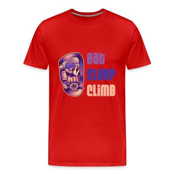 Essen Schlafklettern Leidenschaft Klettern Bergsteigen - Männer Premium Bio T-Shirt - Rot - Vorne - Damien (186cm)