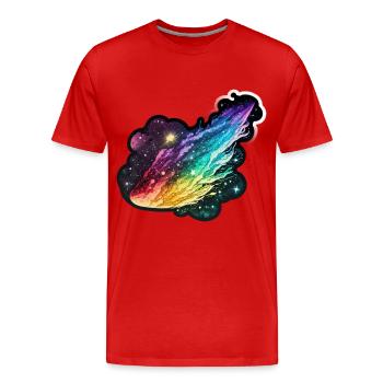 Regenbogen-Komet: Ein farbenfrohes Design-Erlebnis - Männer Premium Bio T-Shirt - Rot - Vorne - Damien (186cm)