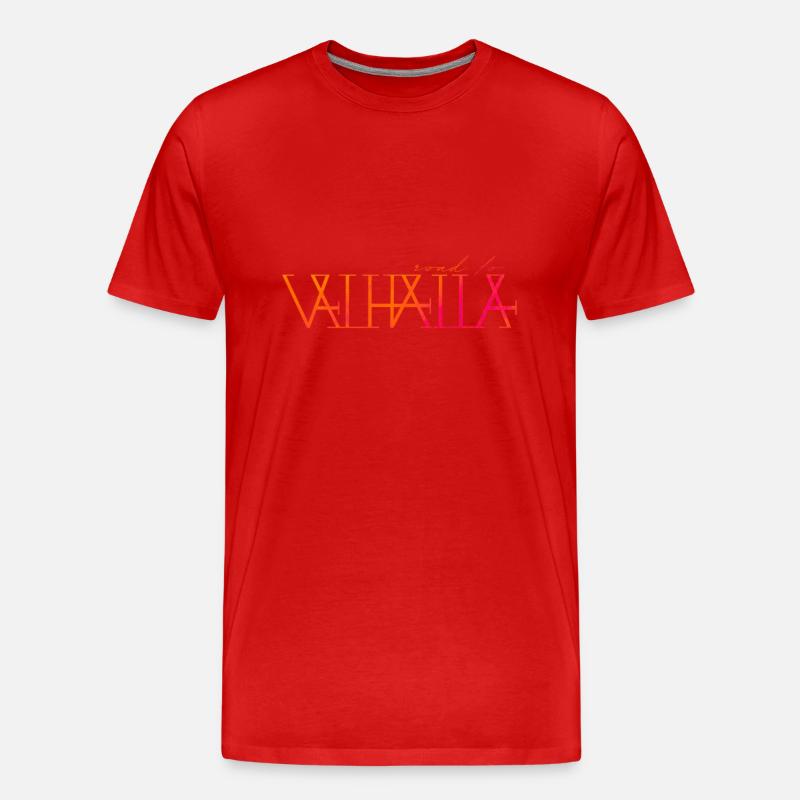 Road to Valhalla - Wikinger-Textlogo - Männer Premium Bio T-Shirt - Rot