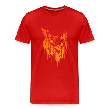 Hibou circuit imprimé - T-shirt bio Premium Homme - rouge - Devant - Damien (186cm)