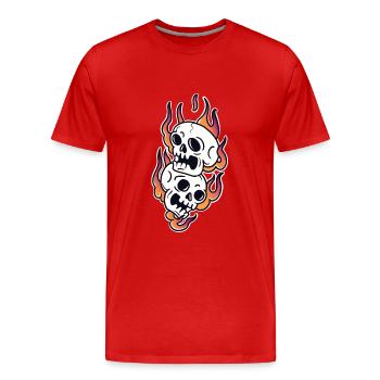 Totenkopf im Feuer traditionelle Tattoo-Kunst - Männer Premium Bio T-Shirt - Rot - Vorne - Damien (186cm)