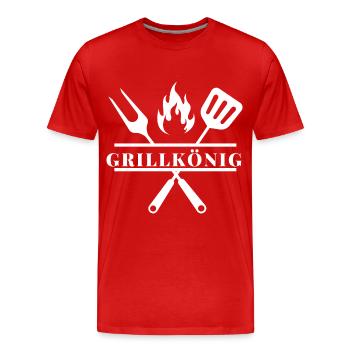 Grill König - Männer Premium Bio T-Shirt - Rot - Vorne - Damien (186cm)