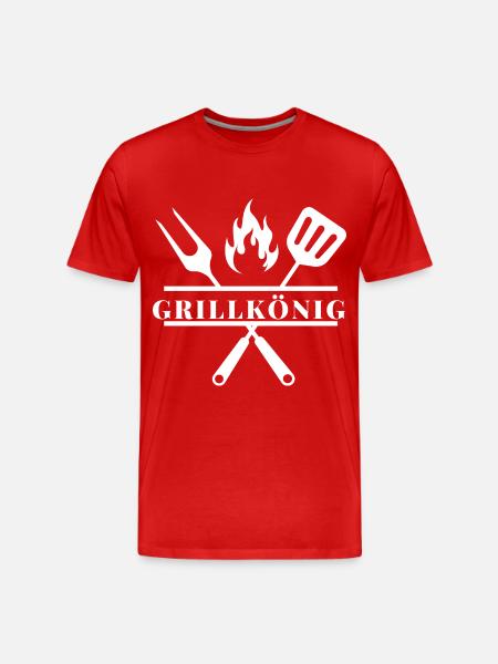 Grill König - Männer Premium Bio T-Shirt - Rot
