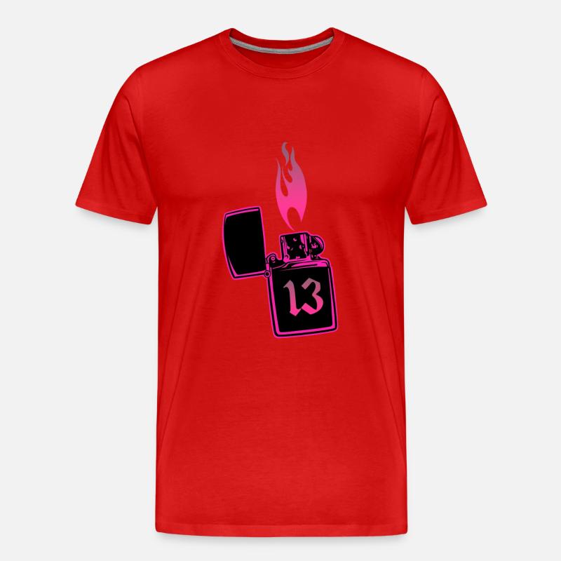 Feuerzeug Nummer 13 pink - Männer Premium Bio T-Shirt - Rot
