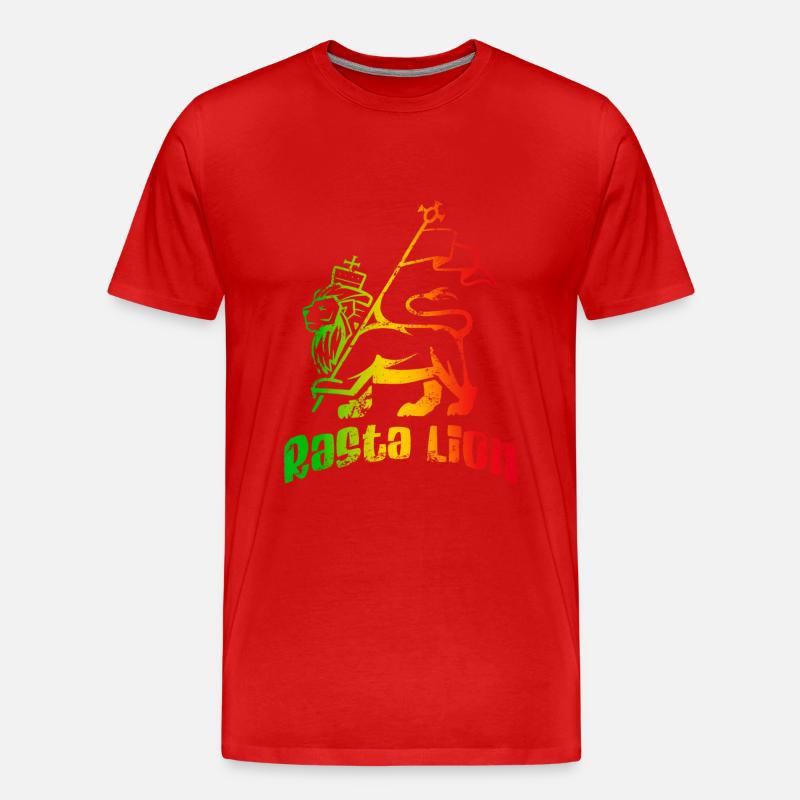 Rasta-Löwe - Männer Premium Bio T-Shirt - Rot
