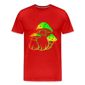 Champignons fluos - T-shirt bio Premium Homme - rouge - Devant - Damien (186cm)