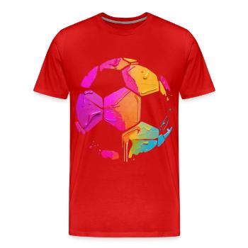 BUNT FUßBALLER FARBIG FUßBALL - Männer Premium Bio T-Shirt - Rot - Vorne - Damien (186cm)