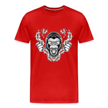Kostenloser Gorilla - Männer Premium Bio T-Shirt - Rot - Vorne - Damien (186cm)